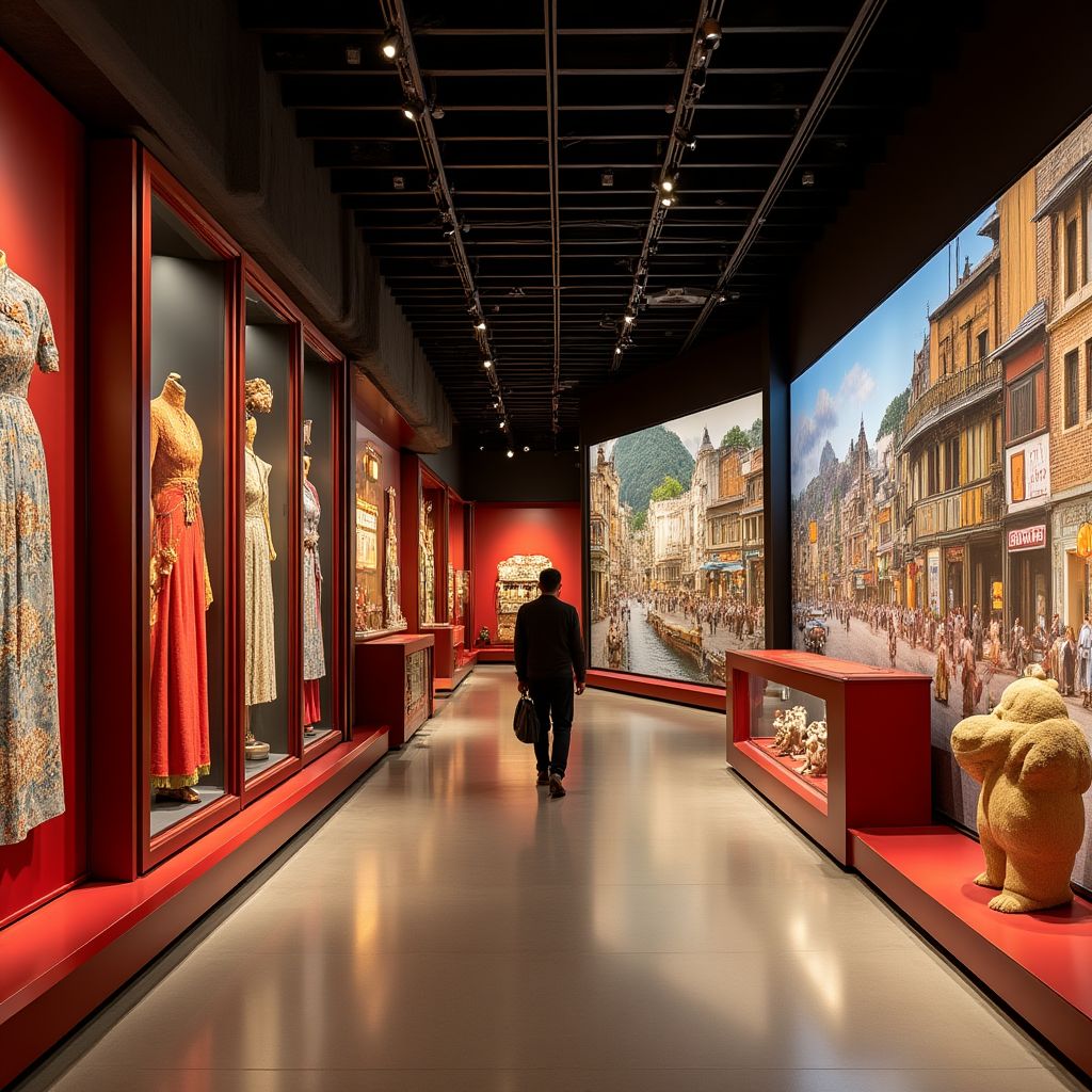 Hong Kong Museum of History exhibit with traditional costumes